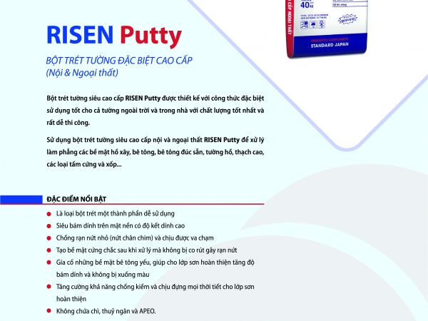 RISEN PUTTY - Bột trét tường đặc biệt cao cấp